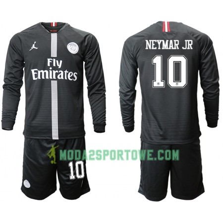 Koszulka Paris Saint-Germain NEYMAR JR 10 Jodan Czarny Dziecięcy Trzeci Stroje Piłkarskie 2018/19 Długi Rękaw